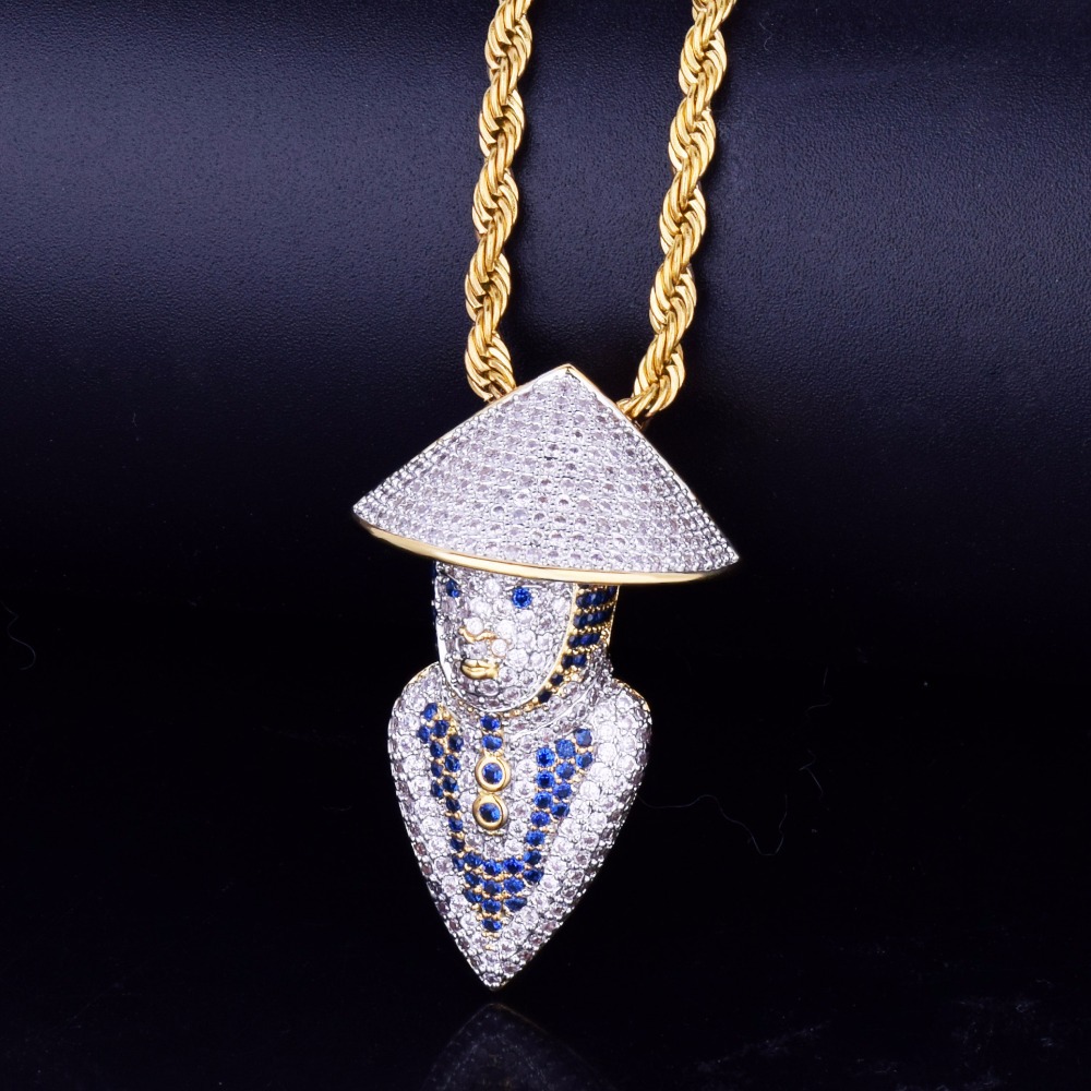 Wholesale-Wearing Bamboo Hat Fishman Pendant Zircon Copper Necklace Men Jewelry With Gold White Gold Plated Tennis Chain Necklace Jewelry
Wholesale-Wearing Bamboo Hat Fishman Pendant Zircon Copper Necklace Men Jewelry With Gold White Gold Plated Tennis Chain Necklace Jewelry