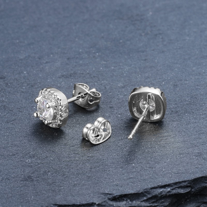 Mens Hip Hop Stud Earrings Jewelry High Quality Fashion Round Gold Silver Black Diamond Earring For Men R250726