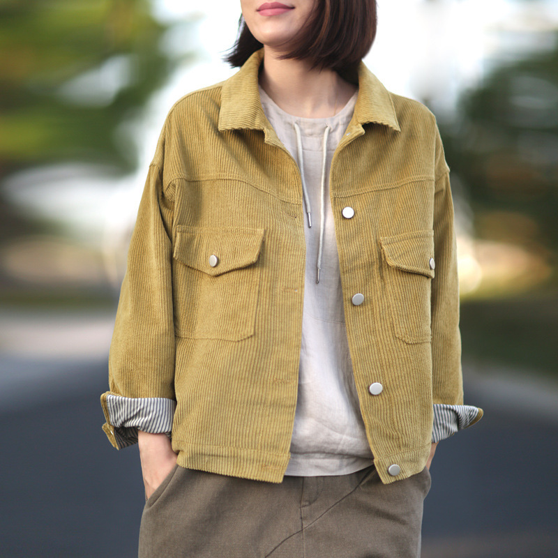 spring corduroy jacket woman clothes 100% cotton Turn-Down-Collar Outerwear plus size loose tops new products 2020 jackets coats
spring corduroy jacket woman clothes 100% cotton Turn-Down-Collar Outerwear plus size loose tops new products 2020 jackets coats
