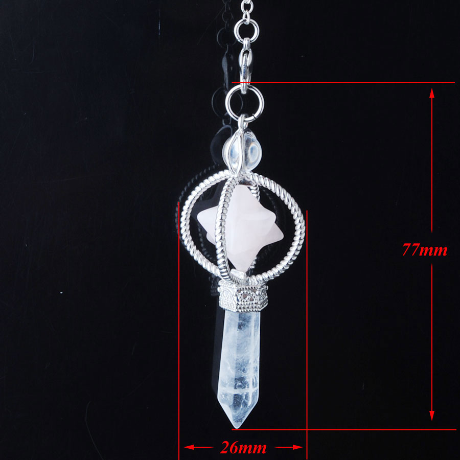 WOJIAER Merkaba Dowsing Pendulum Natural Stone Reiki Healing Pendant Pendulums for Radiesthesia Jewelry BO957