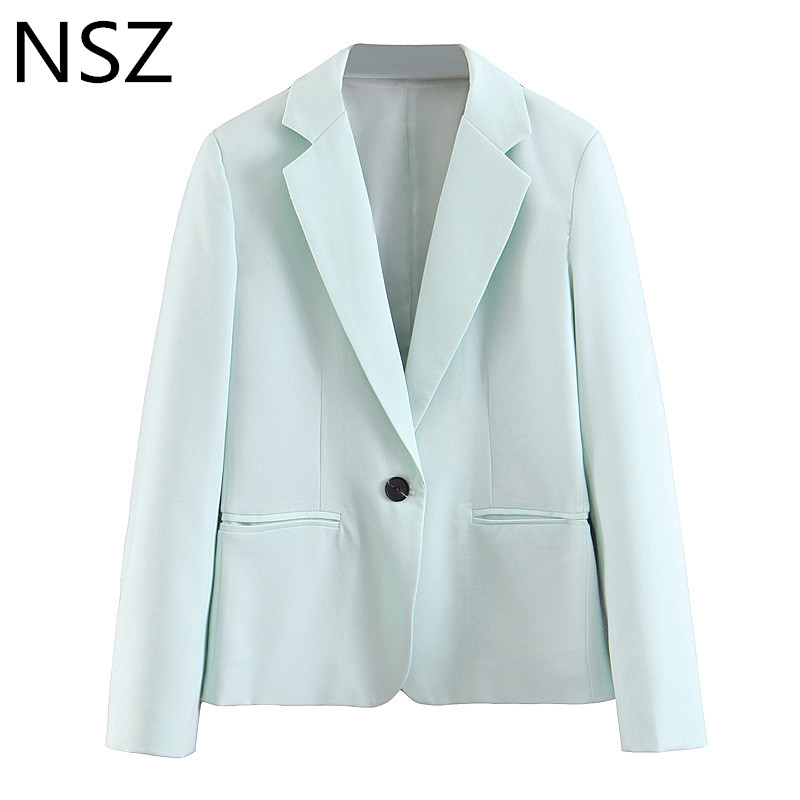 NSZ Women Sky Blue Blazer Single Button Office Jacket Long Sleeve Solid Work Coat Blazer Mujer
NSZ Women Sky Blue Blazer Single Button Office Jacket Long Sleeve Solid Work Coat Blazer Mujer