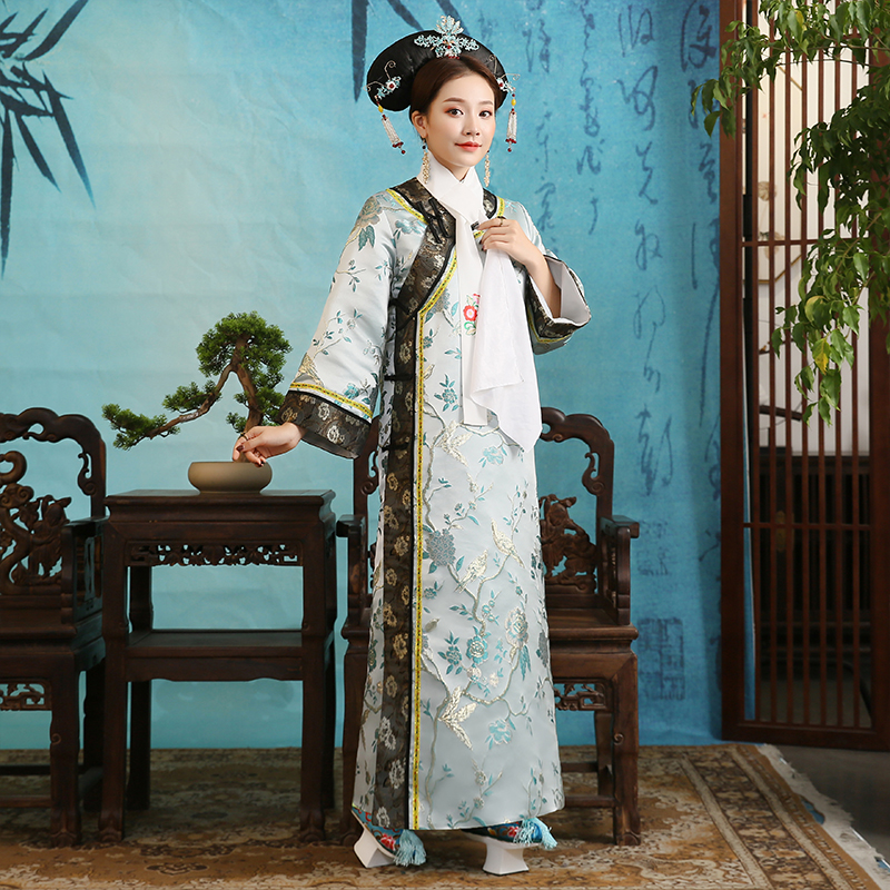 Vintage long Sleeve Dress women Ancient traditional ethnic clothing evening party cheongsams dress long qipao gown