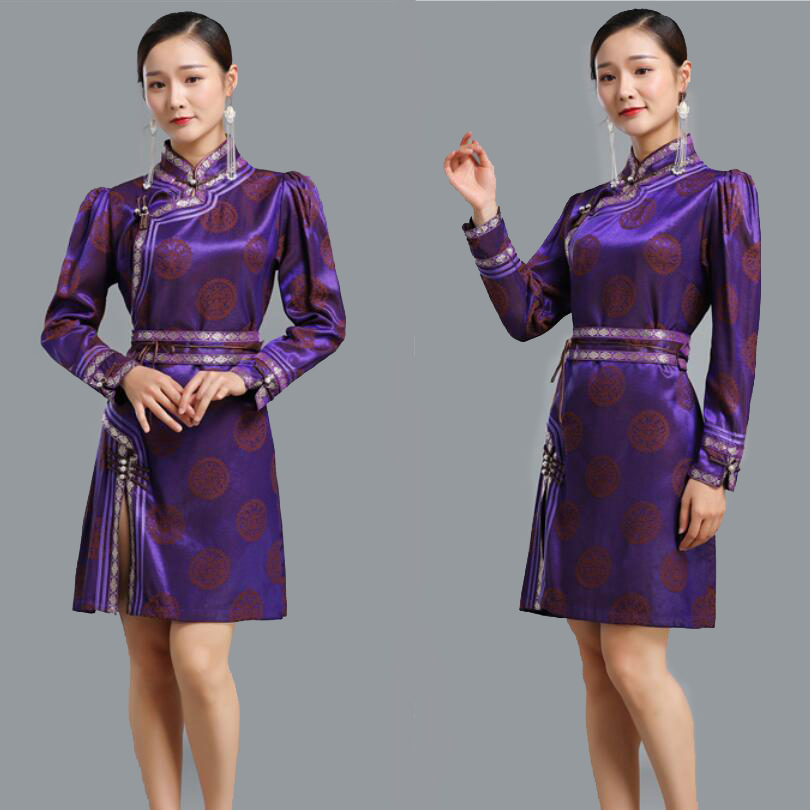 Woman traditional festival apparel mongolian robes grassland living costumes Improved cheongsam Ethnic clothing asia elegant dress