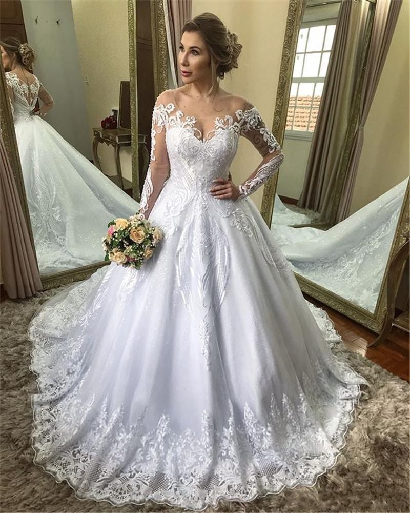 Modest Long Sleeve Maternity Wedding Dresses 2020 Arabic Off Shoulder Lace Appliqued Bridal Gowns With Court Train Plus Size