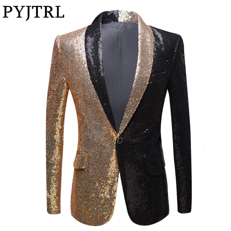 PYJTRL Full Sequins Series Men Gold Red Black Sequins Slim Fit Blazers Night Club Singers Sequin Suit Jacket Party Wear, Gold red color
PYJTRL Full Sequins Series Men Gold Red Black Sequins Slim Fit Blazers Night Club Singers Sequin Suit Jacket Party Wear, Gold red color