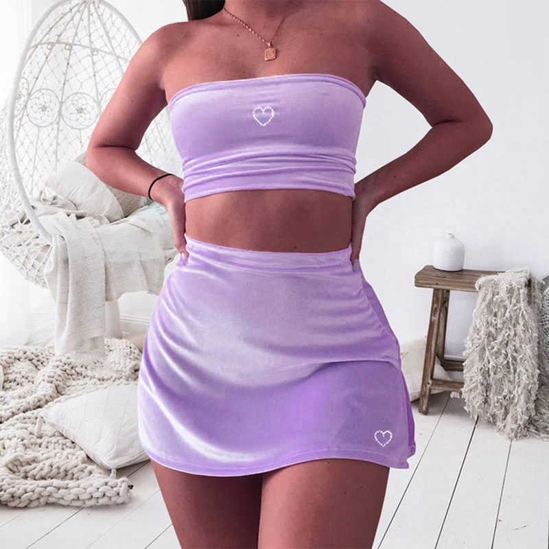 Two Piece Dress Womens Velvet Crop Top Skirts 2pcs Set Ladies 2021 Summer Spaghetti Strap Tube Split Mini Skirt Fashion Sexy Female Sets, Purple
Two Piece Dress Womens Velvet Crop Top Skirts 2pcs Set Ladies 2021 Summer Spaghetti Strap Tube Split Mini Skirt Fashion Sexy Female Sets, Purple