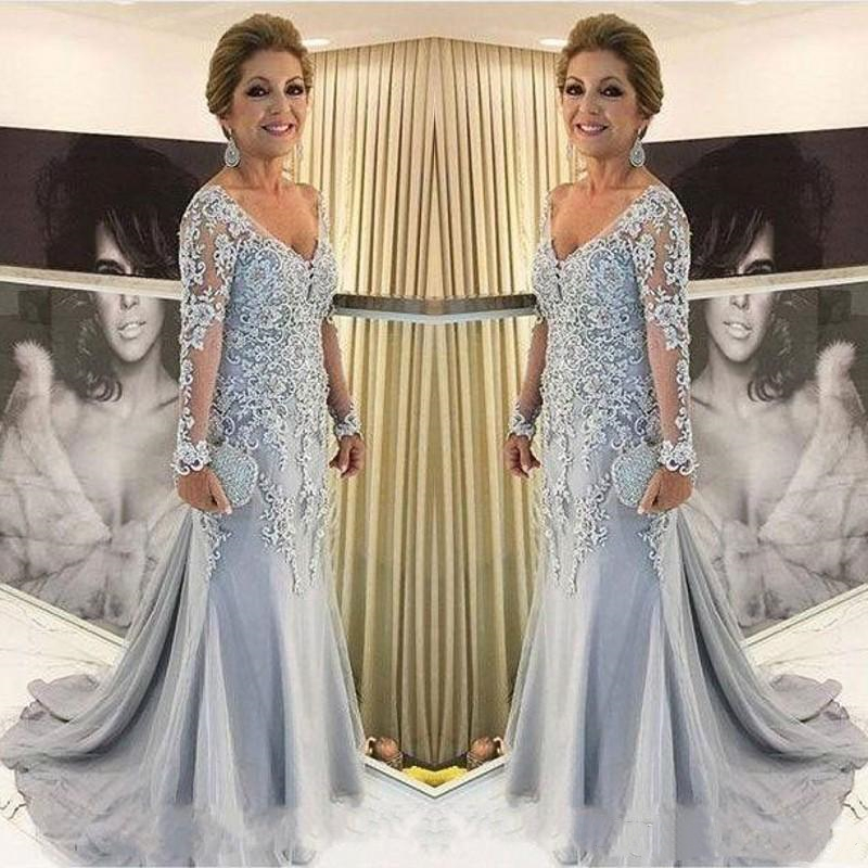 Lace Modern Mermaid Mother Of The Bride Dresses Illusion Long Sleeves Formal Event Gowns Plus Size Evening Prom Elegant Wedding Guest Dress