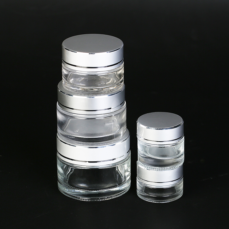 5g 10g 20g 30g 50g 10pcs/lot Empty frosted Glass Jar Straight Sided Cream Jars sliver lid inner liner empty cosmetic container