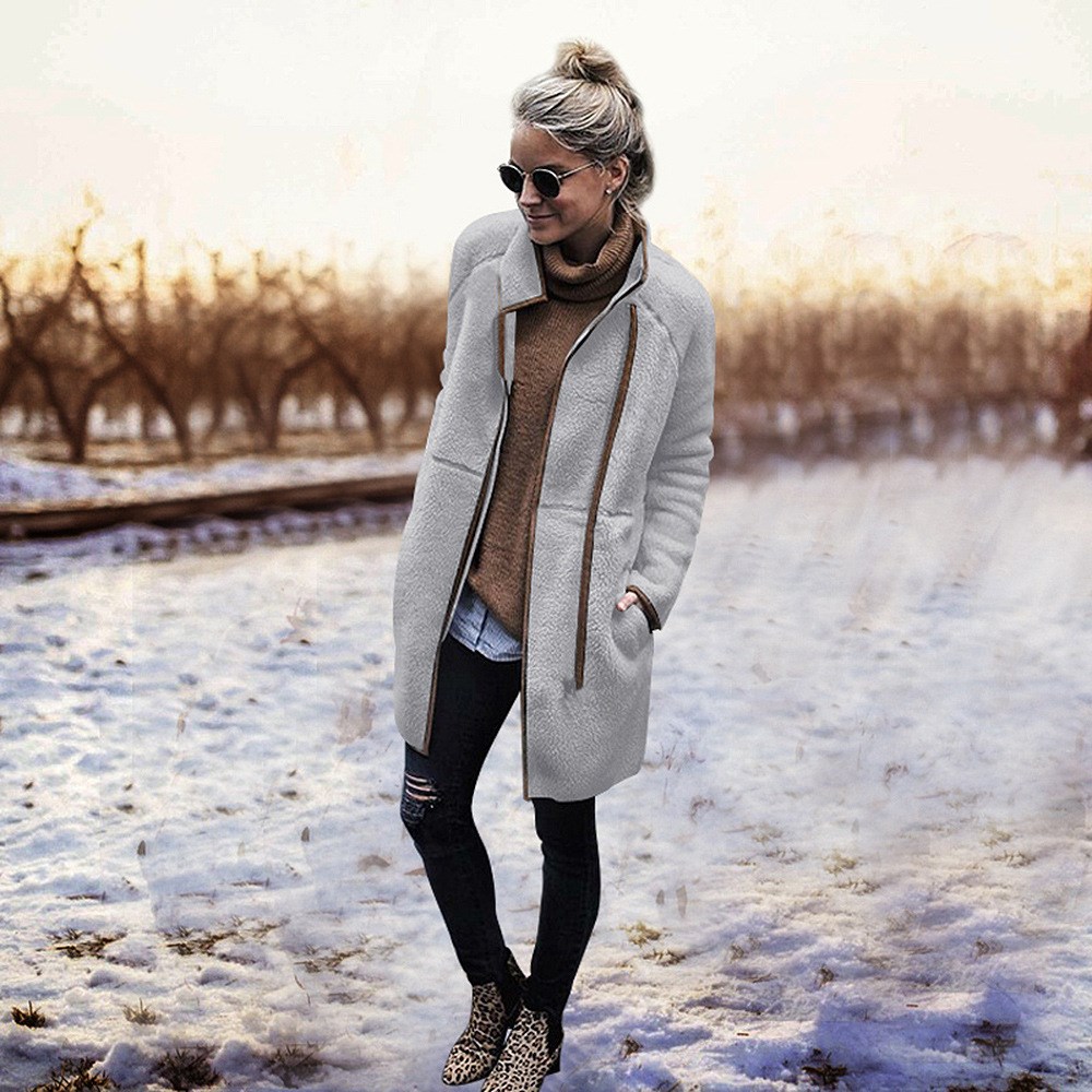 New Autumn Winter Warm Women Fleece Fur Coat Mandarin Collar Soft Thick Plush Zipper Long Overcoat Outerwear, Black
New Autumn Winter Warm Women Fleece Fur Coat Mandarin Collar Soft Thick Plush Zipper Long Overcoat Outerwear, Black