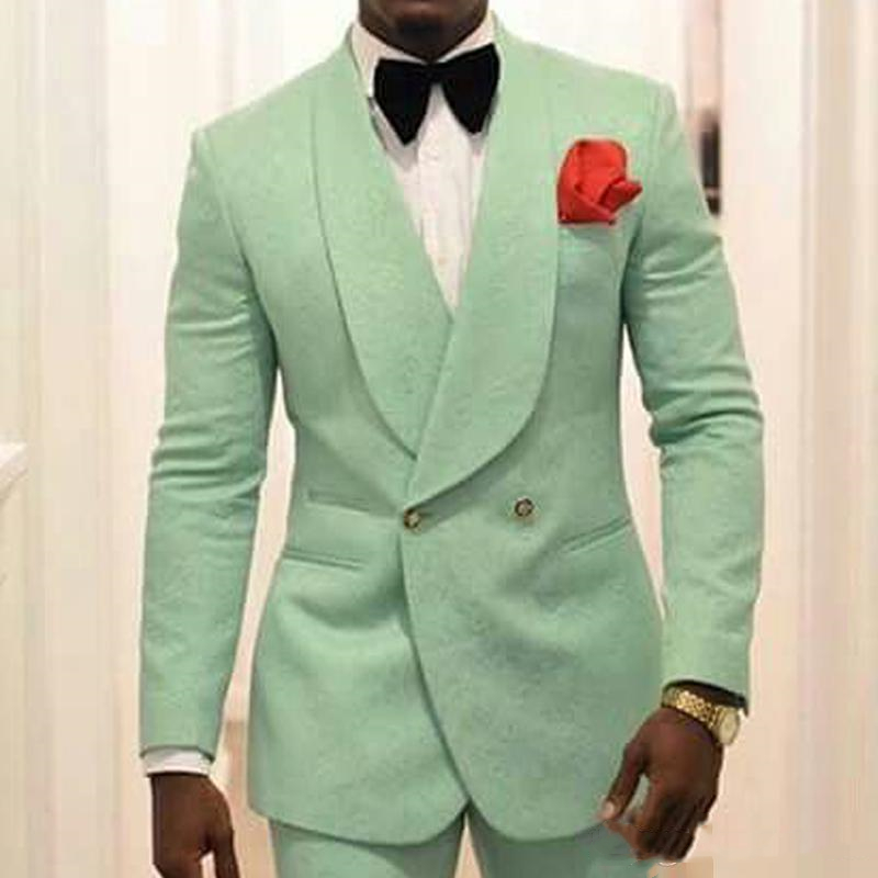 Handsome Mint Green Mens Wedding Tuxedos Two Pieces One Button Classic Fit Men Prom Evening Party Suits Man Formal Wear
