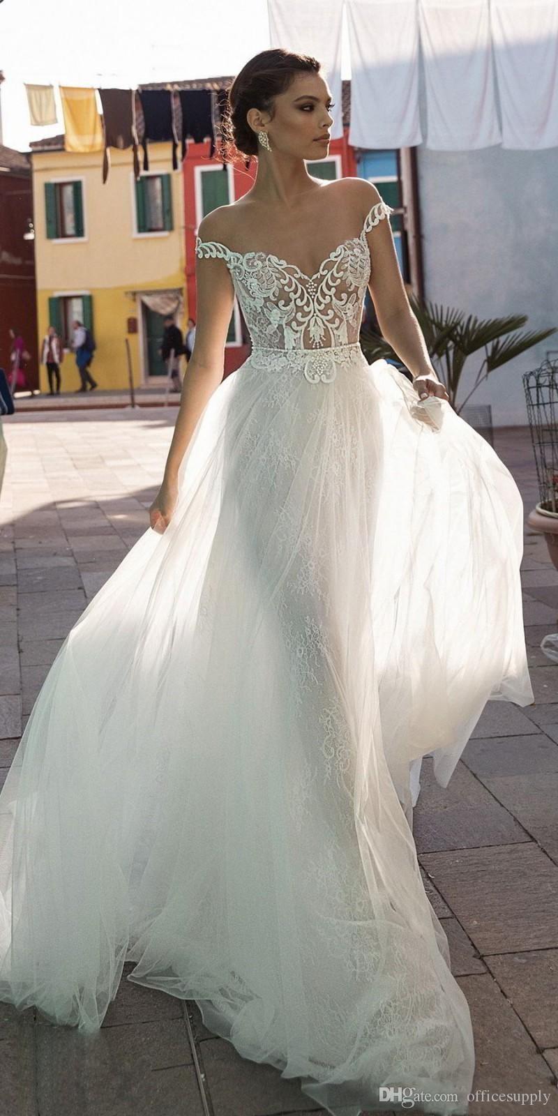 Lace New Sexy Wedding Dresses Sheer Off Shoulder Floor Length Plus Size Beach Country Bridal Gowns Cheap Vestidos De Marriage Customized