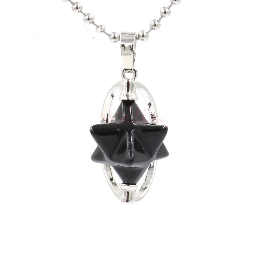 Reiki Healing Crystal Five Star Pendant Men and Women Stainless Steel Reiki Healing Necklace