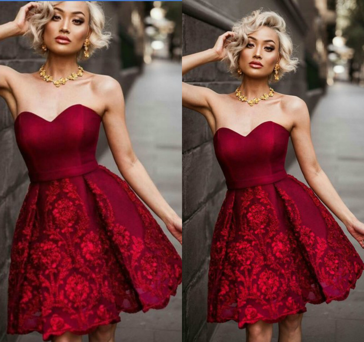 Short Red Evening Dresses Sweetheart A Line Lace Appliqued Sleeveless Mini Prom Dress Custom Plus Size Arabic Cocktail Gowns