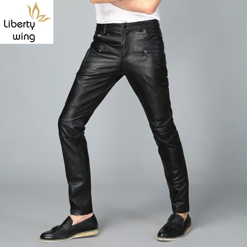 Men 2020 New Windproof Motorcycle Biker Genuine Leather Skinny Pants Rock Casual Spring Full Length Pleated Punk Male Trousers, Black
Men 2020 New Windproof Motorcycle Biker Genuine Leather Skinny Pants Rock Casual Spring Full Length Pleated Punk Male Trousers, Black
