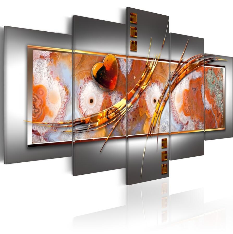 (No Frame)5PCS/Set Fashion Wall Art Canvas Painting Abstract Wave Line Modern Home Decoration,Choose Color:4 And Size:2