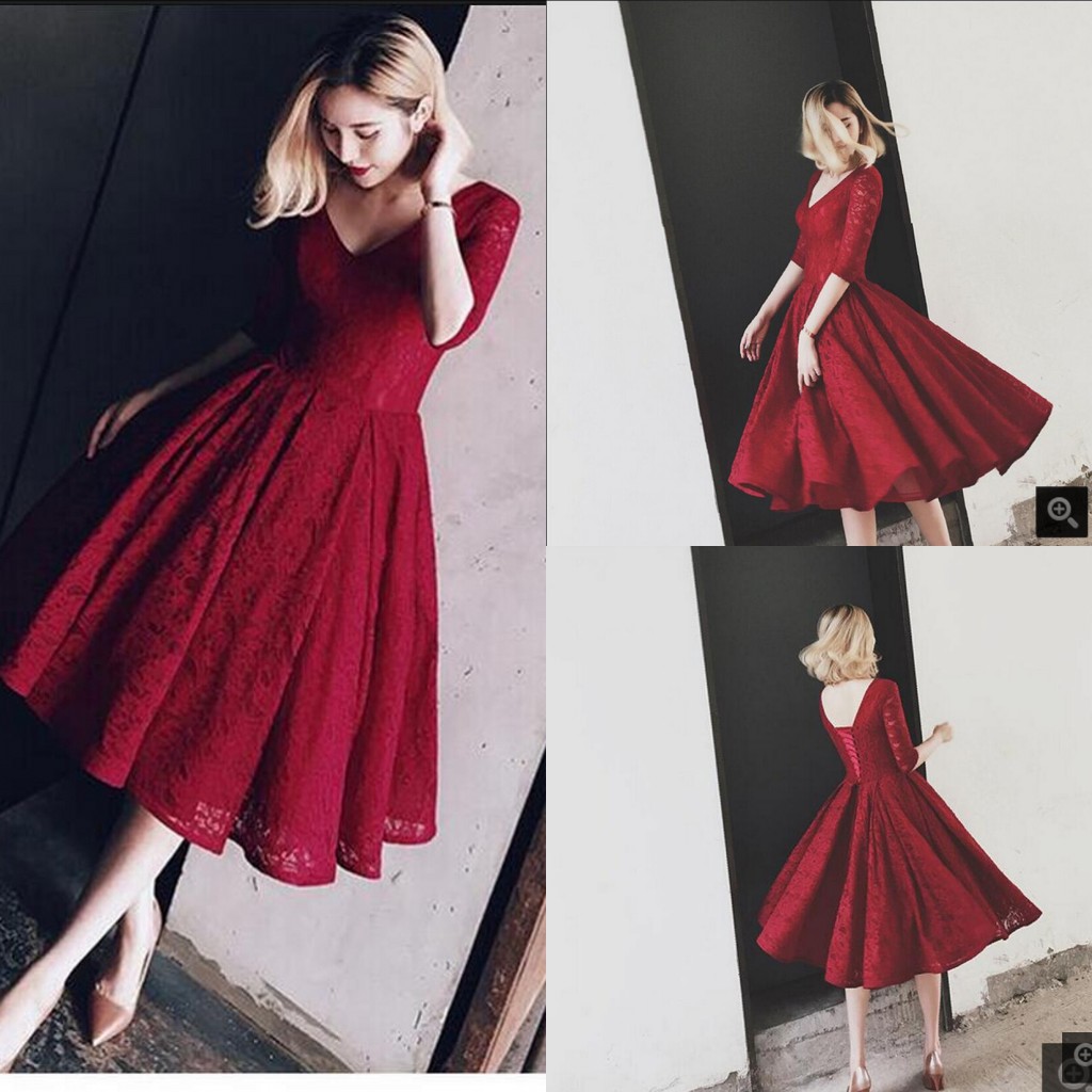 2019 new fashion wine lace short tea length a line prom dress modest half sleeve petti girls lace up informal prom gowns Robe De Soiree, Yellow
2019 new fashion wine lace short tea length a line prom dress modest half sleeve petti girls lace up informal prom gowns Robe De Soiree, Yellow