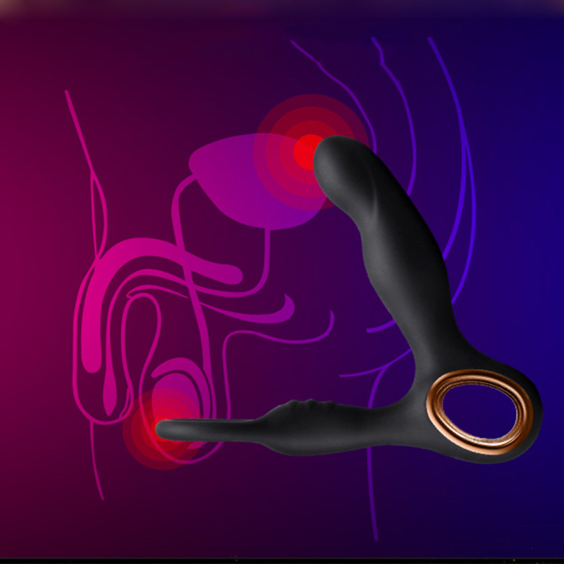 Male Prostate Massage Dildo Vibrator with Ring On Penis Remote Control G-spot Butt Anal Vibrator Sex Toys Masturbator for Men Y191218