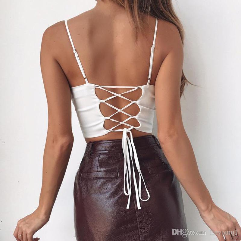 2020 Women's Shirt Solid Back strap Short Paragraph Navel Strap T-shirt Female Word Collar Slim Sexy Stitching T-shirt
