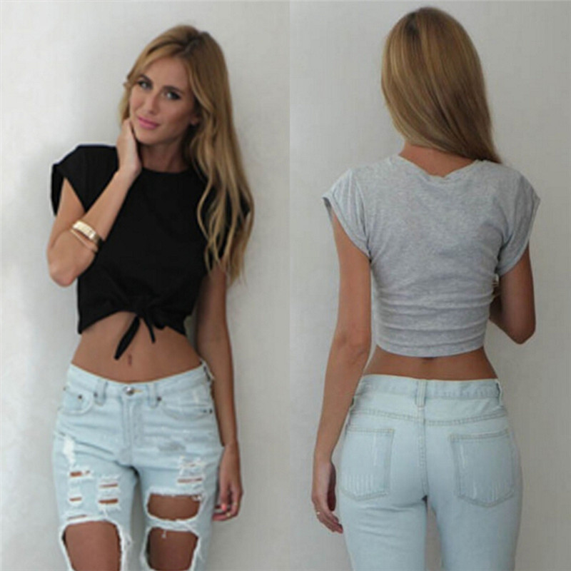 Februaryfrost Women Sexy Knotted Tie Front Cotton Crop Tops Cropped T Shirt Casual Blouse Camis White Grey Color Short Tops
Februaryfrost Women Sexy Knotted Tie Front Cotton Crop Tops Cropped T Shirt Casual Blouse Camis White Grey Color Short Tops