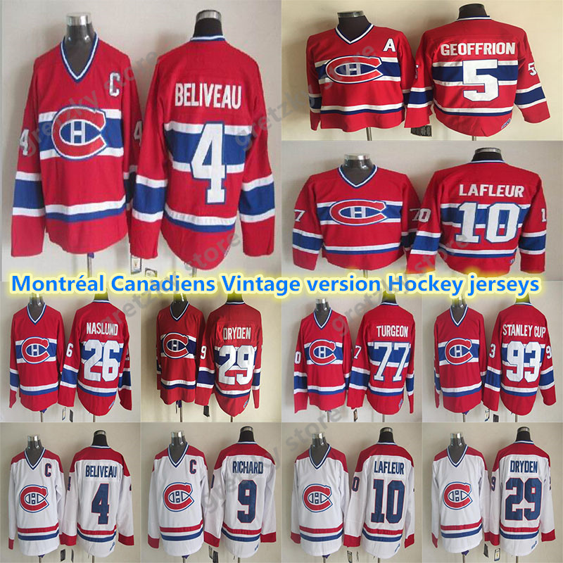 Men's Montreal Canadiens Vintage version jerseys 4 BELIVEAU 29 DRYDEN 5 GEOFFRION 9 RICHARD 10 LAFLEUR 93 STANLEY CUP 77 TURGEON CCM Hockey, Red
Men's Montreal Canadiens Vintage version jerseys 4 BELIVEAU 29 DRYDEN 5 GEOFFRION 9 RICHARD 10 LAFLEUR 93 STANLEY CUP 77 TURGEON CCM Hockey, Red