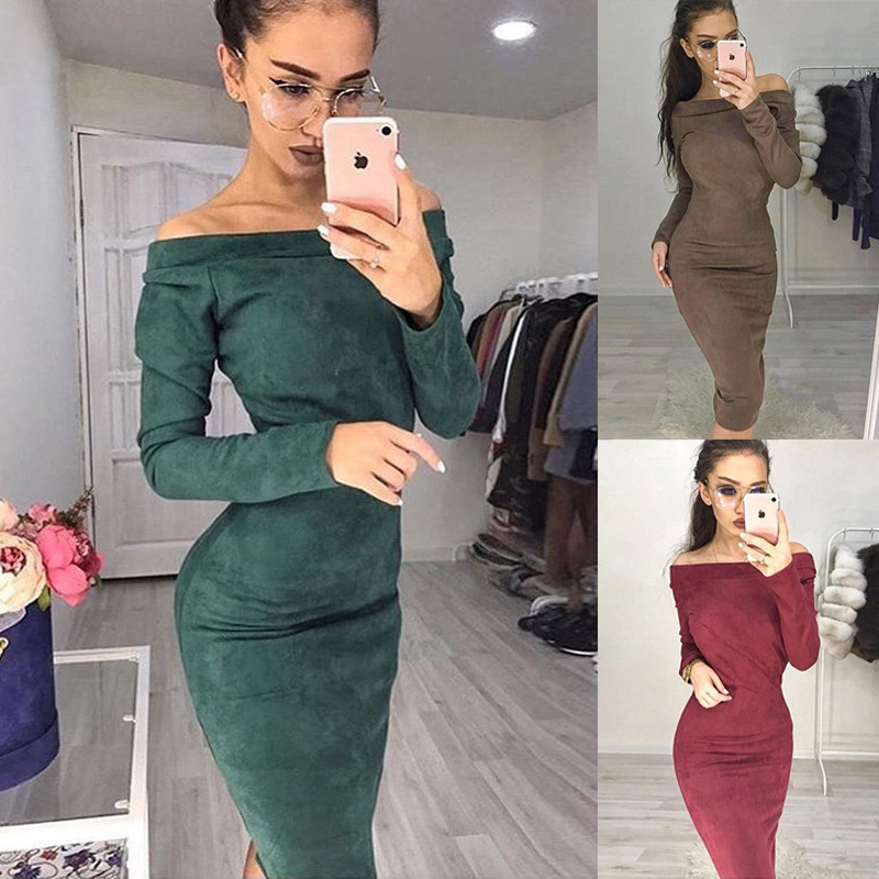 Suede Long Sleeve off shoulder Women mid-calf Dress 2020 Autumn Winter Female sexy Bodycon new year party Dresses, Red
Suede Long Sleeve off shoulder Women mid-calf Dress 2020 Autumn Winter Female sexy Bodycon new year party Dresses, Red