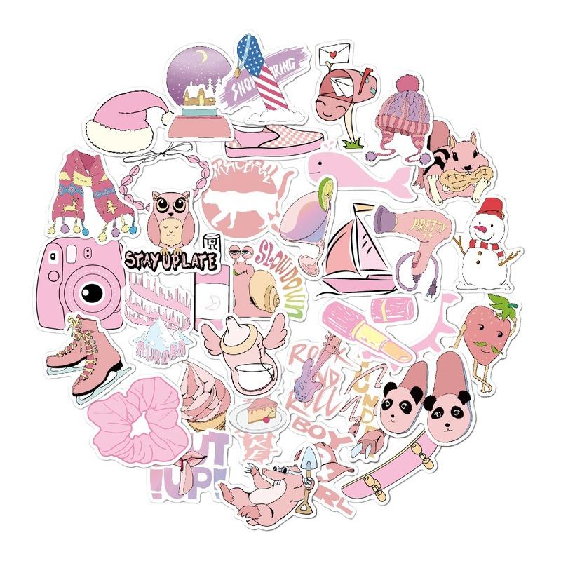 2Set = 70pcs Blue Small Fresh Vsco Sticker Personalized Doodle Suitcase Waterproof Sticker