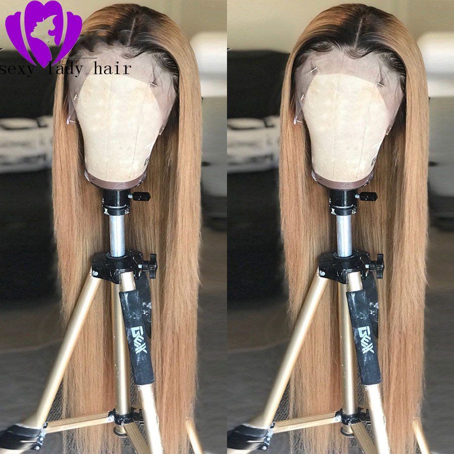 perruques natural soft Ombre Lace Front synthetic Wigs Brazilian Straight Blonde Wig For Black Women 13*4 Glueless Pre Plucked