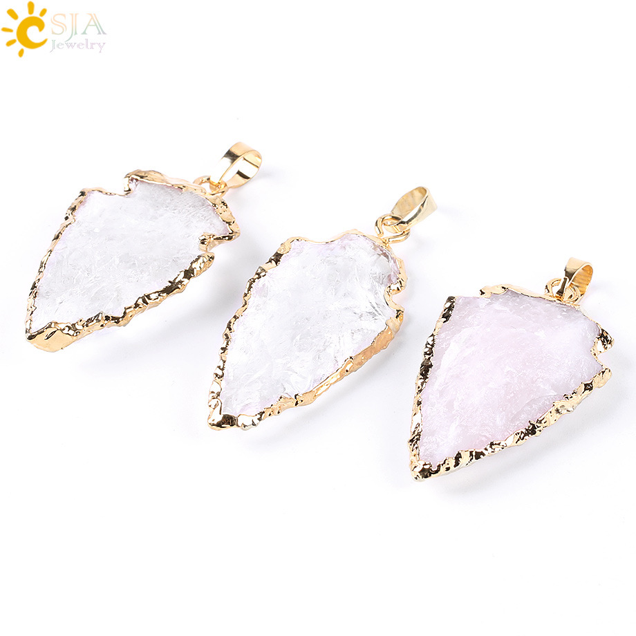 wholesale Crystal Natural Stone Pendant Necklace Arrow Healing Crystal Necklace For Women 2020 hot sale necklace
