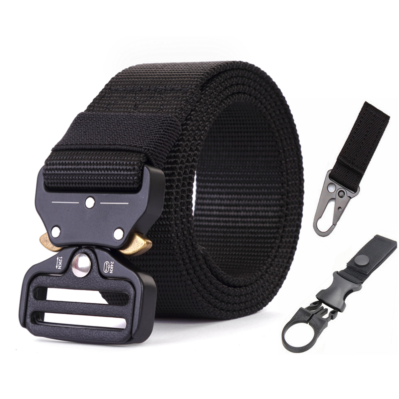 Tactical Army Belt Outdoor Nylon Waist Belts with Automatic Metal Buckle Hook Accessories for Hunting Duty Men, 2 black hook
Tactical Army Belt Outdoor Nylon Waist Belts with Automatic Metal Buckle Hook Accessories for Hunting Duty Men, 2 black hook