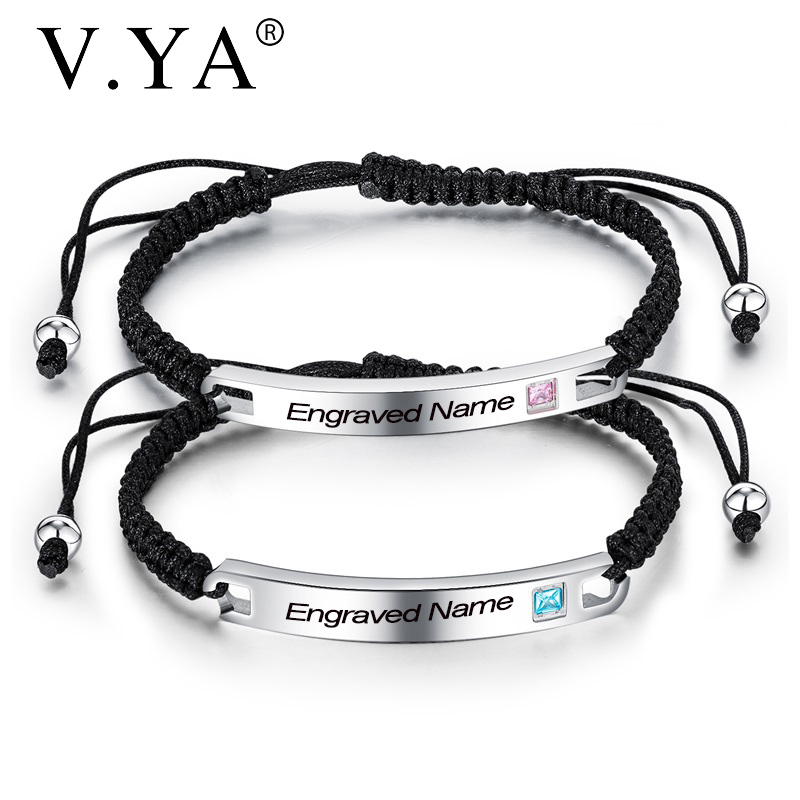 Anklets V.YA Engraved Name Bracelets Stainless Steel Simple Bracelet For Men Women Jewelry Presents Between Lovers Gift
Anklets V.YA Engraved Name Bracelets Stainless Steel Simple Bracelet For Men Women Jewelry Presents Between Lovers Gift