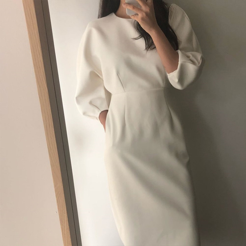Women O Neck Lantern Sleeve High Waist Sheath Slim Bodycon Dress Korean Style 2020 Autumn Winter Noble Party Dresses, Black
Women O Neck Lantern Sleeve High Waist Sheath Slim Bodycon Dress Korean Style 2020 Autumn Winter Noble Party Dresses, Black