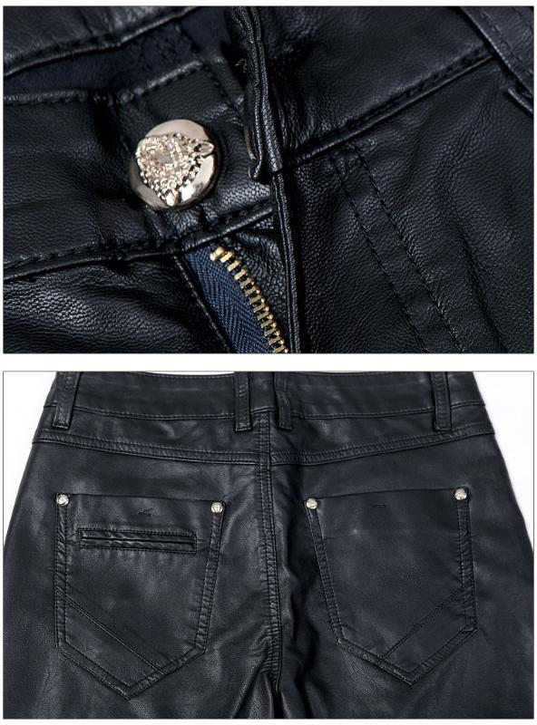 Men's Jeans Fashion Men Leather Pants Skinny Motorcycle Straight Casual Trousers Size 28-36 A103