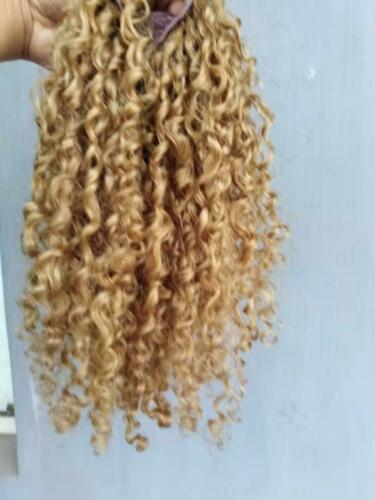 Strawberry Blonde Curly ponytail hair extension wrap around cuticle aligned virgin hair drawstring ponytail human hair kinki 120g