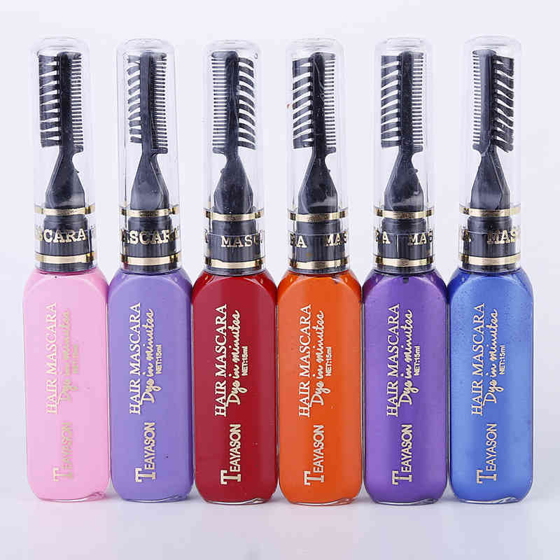 TEAYASON 13 Colors One-time Hair Color Hair Dye Temporary Non-toxic DIY Hair Color Mascara Dye Cream Blue Grey Purple