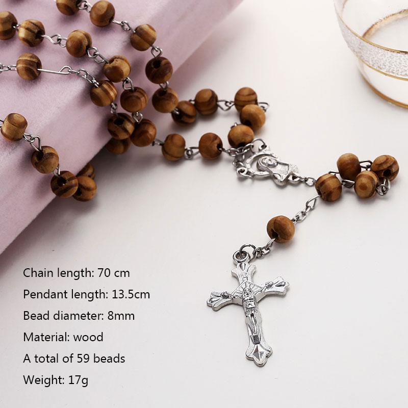 Wholesale- Factory sell 8mm Wooden Beads Brand Necklace Pray Necklace Pray rosary religious beads jewelry necklace Jesus