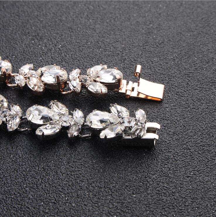 Gold Bridal Bracelets Sparkling Dazzling Rhinestones Beaded Wedding for Bridal The Great Gatsby Bracelets Girls Party Accessories