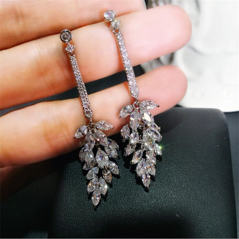 Marquise Cut White Topaz Dangle Earrings - Sterg Sier, Jewelry for Women