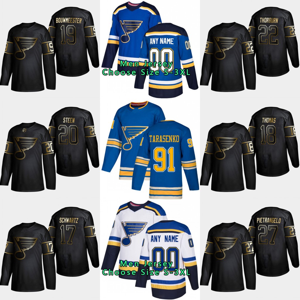 27 Alex Pietrangelo 2019 Golden Edition St. Louis Blues Jaden Schwartz Chris Thorburn Robert Thomas Jay Bouwmeester Alexander Steen Jersey, Black gold men: size s-3xxl
27 Alex Pietrangelo 2019 Golden Edition St. Louis Blues Jaden Schwartz Chris Thorburn Robert Thomas Jay Bouwmeester Alexander Steen Jersey, Black gold men: size s-3xxl