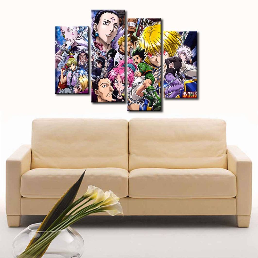 4pcs/set Unframed Hunter The protagonists Anime Poster Print On Canvas Wall Art Picture For Home and Living Room Decor