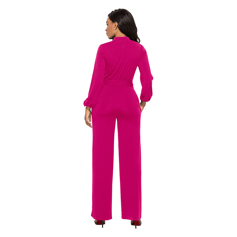Women Jumpsuit Loose Wide Leg Fashion Long Sleeve Romper Solid Straight Jumpsuits Playsuits Lady High Street Overall Trouser