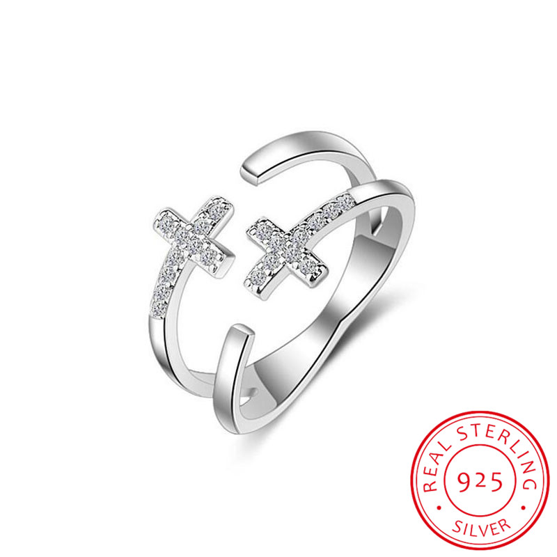 New Arrivals 925 Sterling Silver Rings Cross Double Crystal Ring For Girl Women Gift Fine Jewelry
New Arrivals 925 Sterling Silver Rings Cross Double Crystal Ring For Girl Women Gift Fine Jewelry
