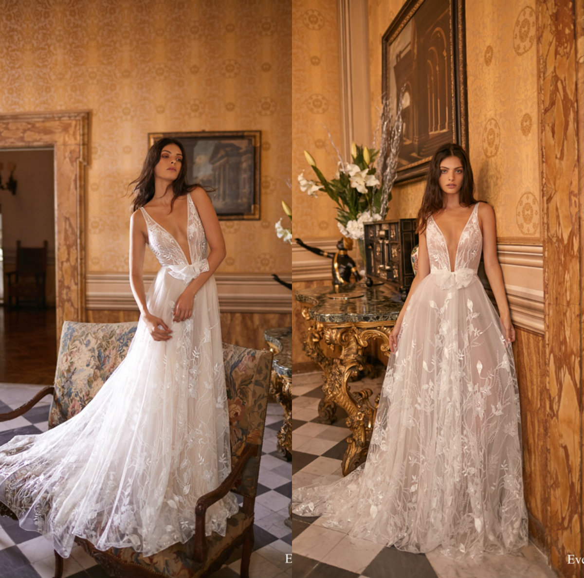 Elegant Bohemian Galikarten A Line Wedding Dresses Spaghetti Sleeveless Tulle Lace Applique Bow Wedding Gowns Sweep Train robe de mariée, Light yellow
Elegant Bohemian Galikarten A Line Wedding Dresses Spaghetti Sleeveless Tulle Lace Applique Bow Wedding Gowns Sweep Train robe de mariée, Light yellow