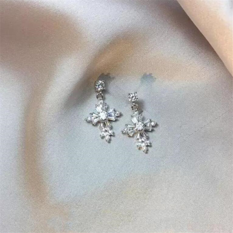 Sterg Sier Cross Dangle Earrings for Women - 5A CZ Crystal Zircon Jewelry