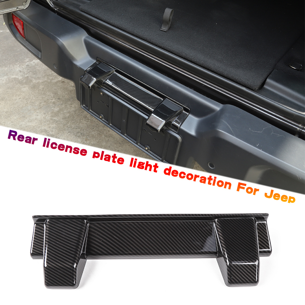 ABS Car Rear License Plate Lamp Carbon Fiber Decoration For Jeep Wrangler JL Auto Exterior Accessories