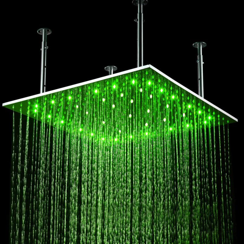 Bathroom 40inch Large LED ShowerHead 304 Stainless Steel Brushed Rainfall Shower Panel Ceiling Mounted Overhead Faucets Big Rain Faucets