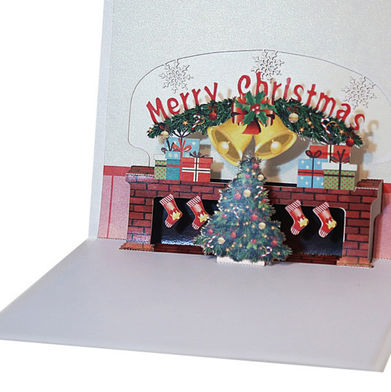 Merry Christmas Fireplace 3D -up Card Winter Holiday Greeting Card Invitation 
Merry Christmas Fireplace 3D -up Card Winter Holiday Greeting Card Invitation