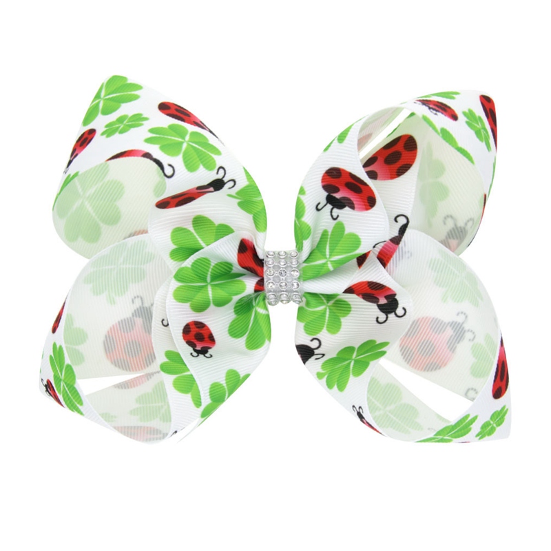 Hair Accessories Bows Clips St. Patrick's Day 6 Inches Hairpins Headbands For Children Girls Woman Headwear Green Shamrock Clover Printed Ribbon 