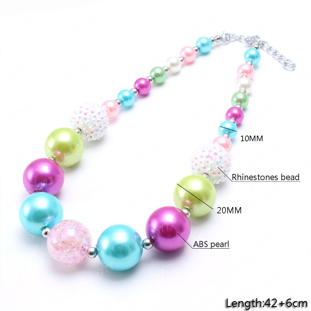Kids Girls Beads Necklace Fashion Colorful Chunky Bubblegum Necklace For Baby Child Choker Necklace Charm Chunky Jewelry