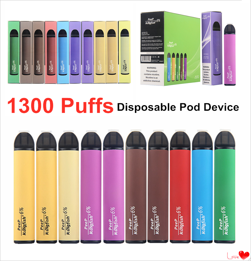 MOQ 10Pcs 1300+Puffs Disposable E-cigarettes Vape Pen Starter Kit 900mAh Battery 4.5mL Cartridge Pod Device 10 Color от DHgate WW