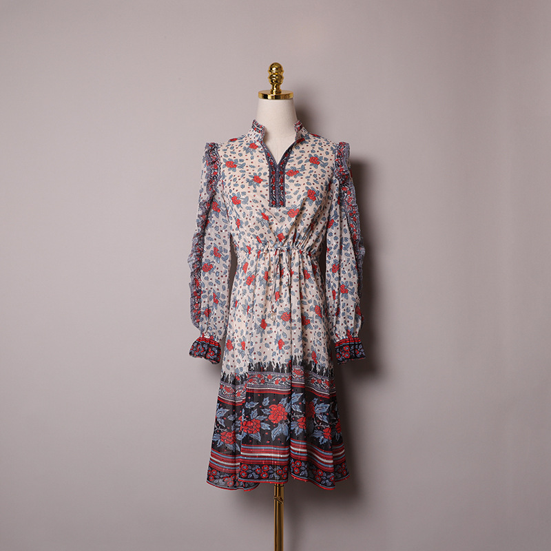 2020 Spring Summer Long Sleeve V Neck Multicolor Floral Print Ruffle Detail Panelled Knee-Length Dress Elegant Casual Dresses XM151316, Multi
2020 Spring Summer Long Sleeve V Neck Multicolor Floral Print Ruffle Detail Panelled Knee-Length Dress Elegant Casual Dresses XM151316, Multi